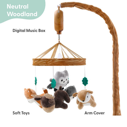 The Peanutshell Crib Mobile for Boys or Girls - Woodgrain Musical Baby Crib Mobile with 12