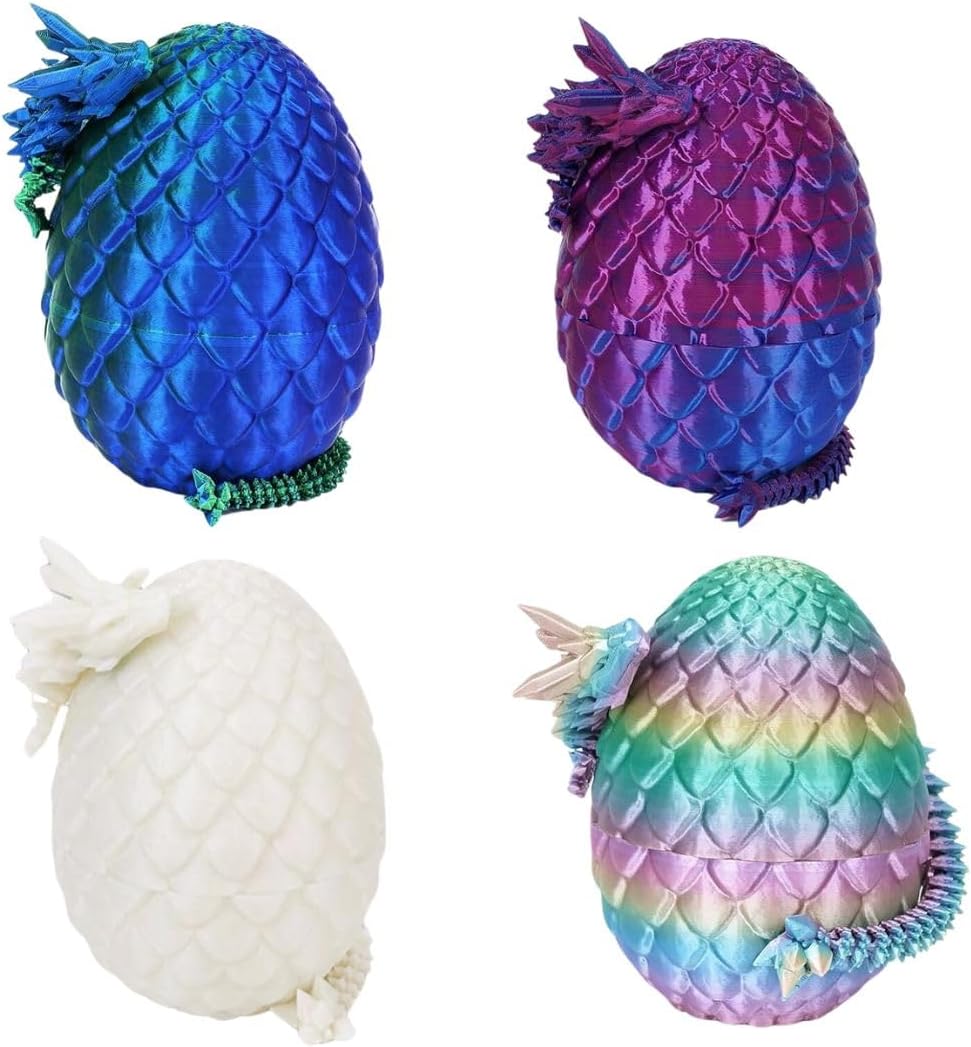 4PCS 3D Printed Dragon Eggs with Dragon Inside House of The Dragon Articulated Crystal Dragon