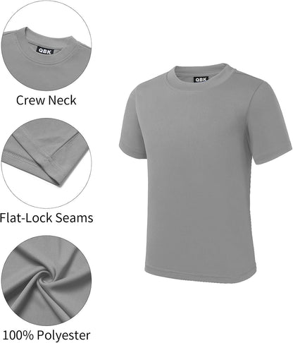 QBK 2T to Youth Neon Shirt Kids UPF 50+ Dry Fit Athletic Short Sleeve Rash Guard T Shirts for Boys