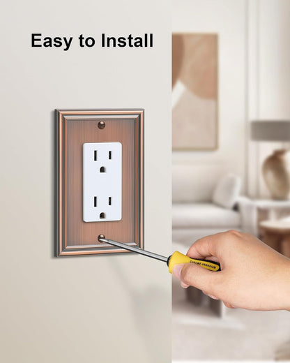 6-Pack Decorator Outlet Cover Plate, Antique Copper Decorative Switch Plates and Outlet Covers
