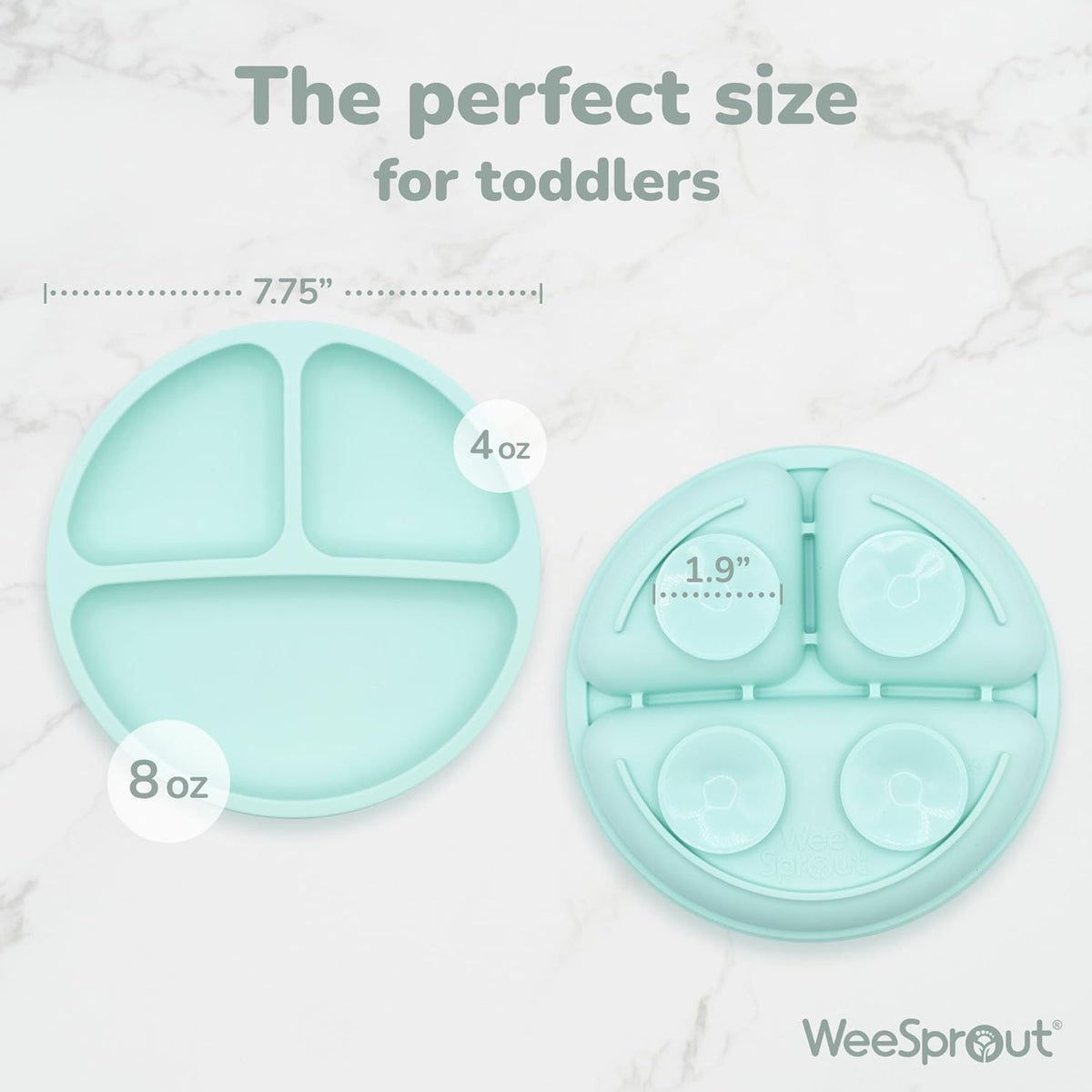 WeeSprout Suction Plates with Lids for Babies & Toddlers - 100% Silicone, Dinnerware Stays Put