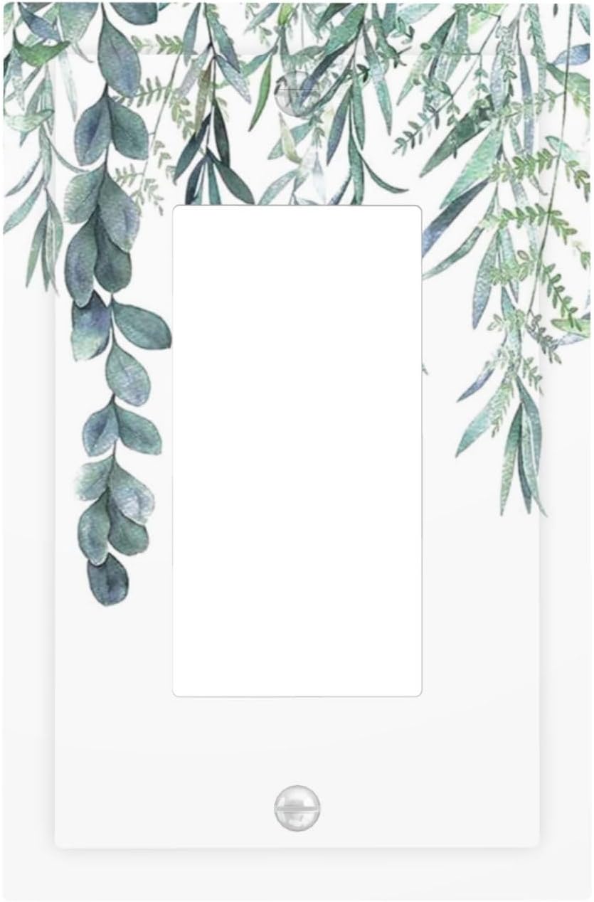 Eucalyptus Leaves Greenery Vine Flowers Simplicity Decorative Outlet Covers 1 Gang Single Rocker