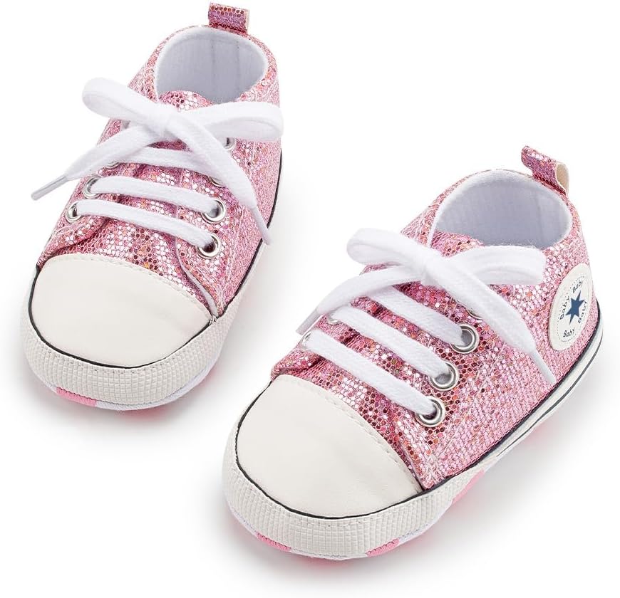 Unisex Baby Girls Boys Canvas High-top Shoes, Newborn Infant Anti-Slip Soft Sole Frist Walking