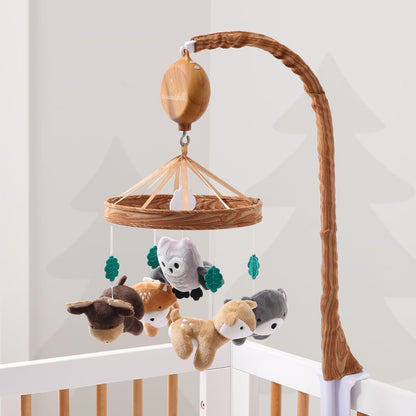 The Peanutshell Crib Mobile for Boys or Girls - Woodgrain Musical Baby Crib Mobile with 12