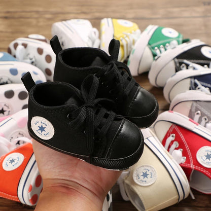 Unisex Baby Girls Boys Canvas High-top Shoes, Newborn Infant Anti-Slip Soft Sole Frist Walking