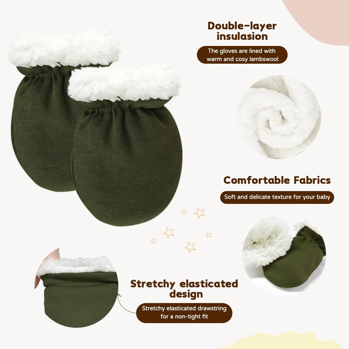 Cute Baby Mittens Newborn, No Scratch Baby Boy Mittens, Baby Girl Hat Gloves for Toddlers, Infant