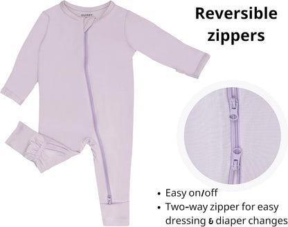 GUISBY Baby Pajamas with Mitten Cuffs - 3Pcs Girls Boys 2 Way Zipper Long Sleeve Rayon Sleepers