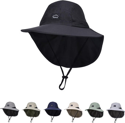 Outdoor Kids Sun Hat with Neck Flap UPF 50+ Quick Dry Beach Hats for Baby Boys Girls Age 2-12 Years