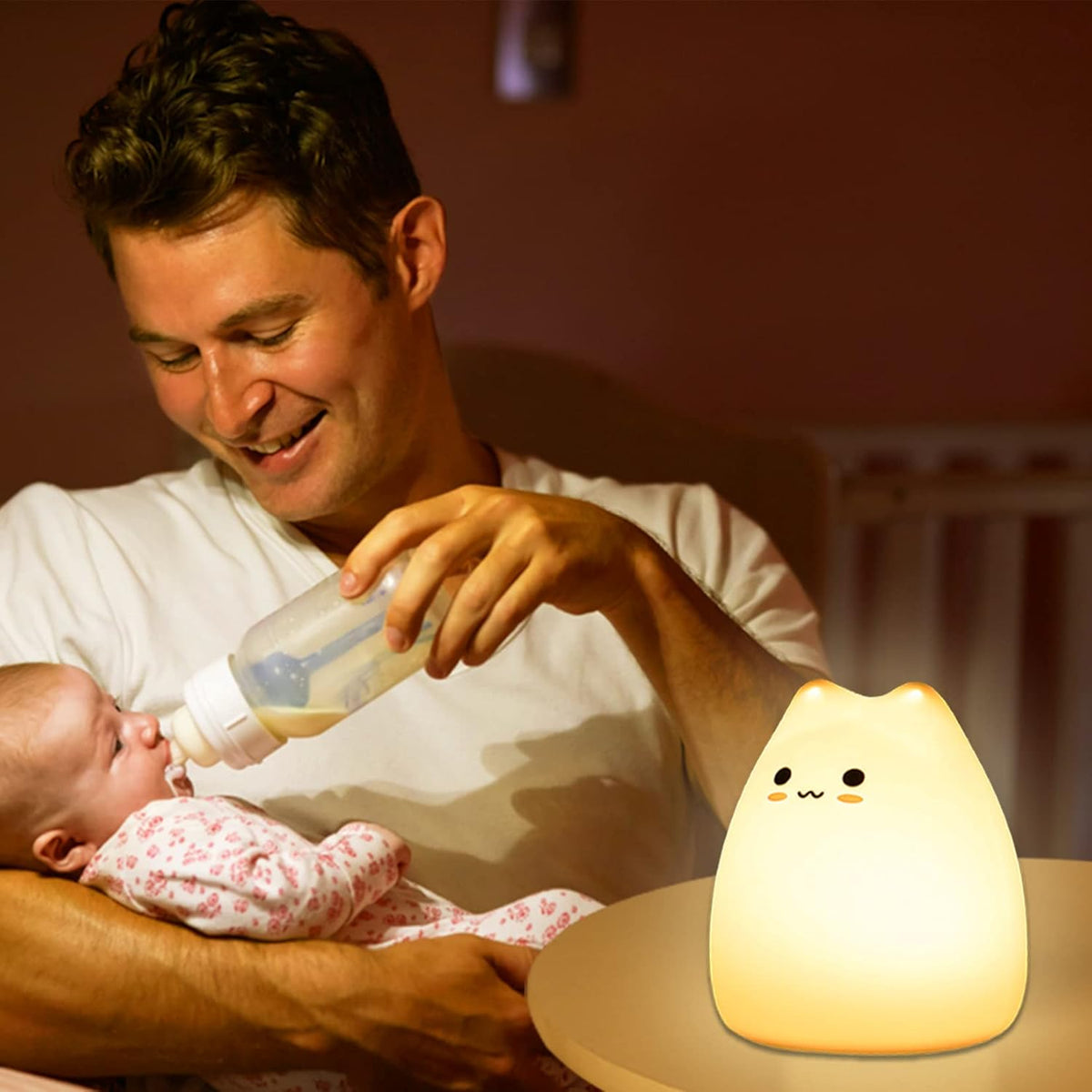 ZKLiLi Cat Night Light for Kids,Cute Night Lamp for Nursery,Squishy Silicone Cat Touch Lights