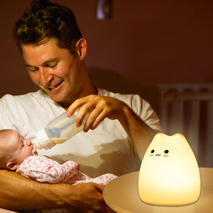 ZKLiLi Cat Night Light for Kids,Cute Night Lamp for Nursery,Squishy Silicone Cat Touch Lights