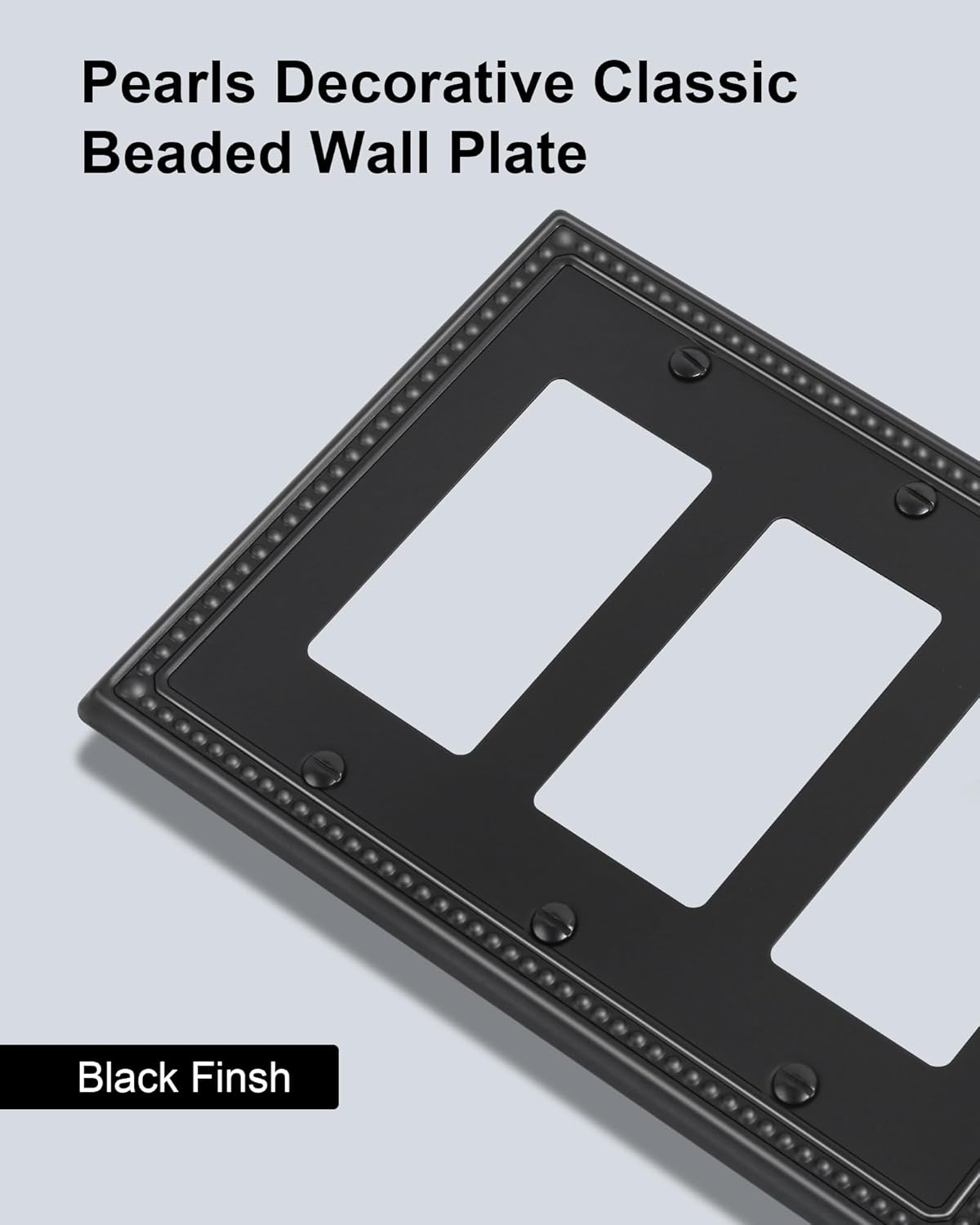 2-Pack Triple Decorator Outlet Cover Plate, Black Pearls Decorative Switch Plates and Outlet