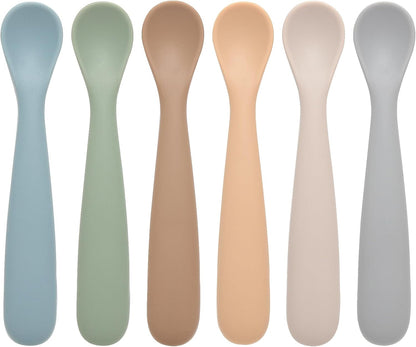 Baby Spoons, 6 Pack First Stage Silicone Feeding Spoons, Soft Tip Feeding Baby Utensils, Baby Led