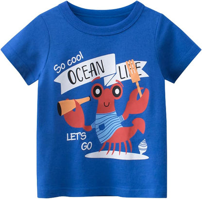Boys' 4-Pack Excavator Short Sleeve Crewneck T-Shirts Top Tee Size 2-7 Years Toddler Boys' Value