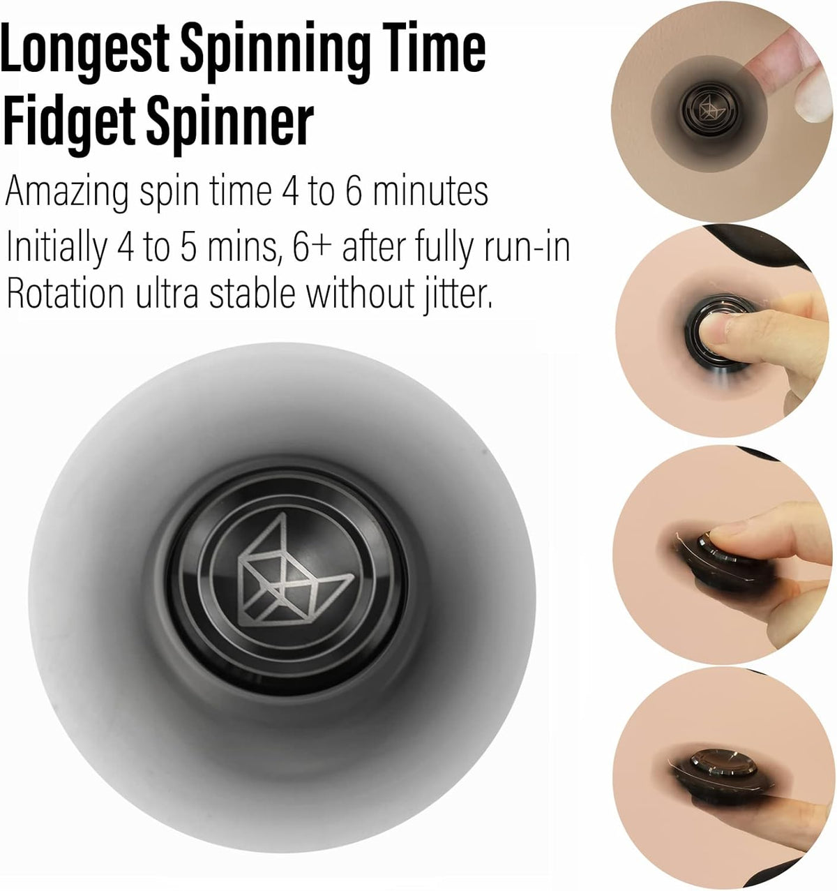 FREELOVE Metal Fidget Spinner, Stainless Steel Heavy, Long Spinning Toys, Cool Silent, Small Mini