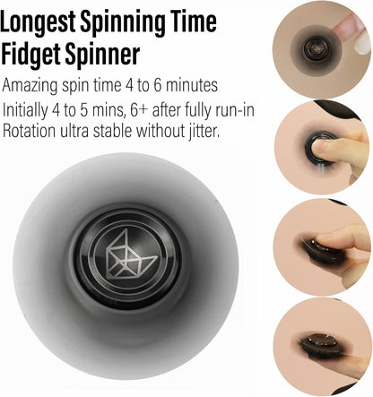FREELOVE Metal Fidget Spinner, Stainless Steel Heavy, Long Spinning Toys, Cool Silent, Small Mini
