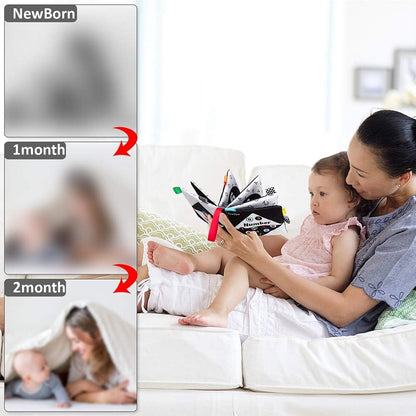 teytoy Baby Soft Cloth Book Set 6 PCS, Black and White High Contrast Baby Activity Crinkle Books