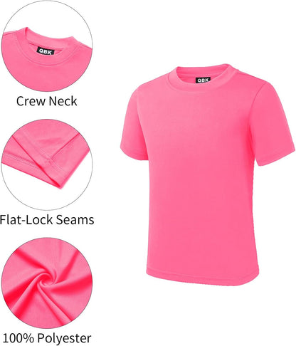 QBK 2T to Youth Neon Shirt Kids UPF 50+ Dry Fit Athletic Short Sleeve Rash Guard T Shirts for Boys