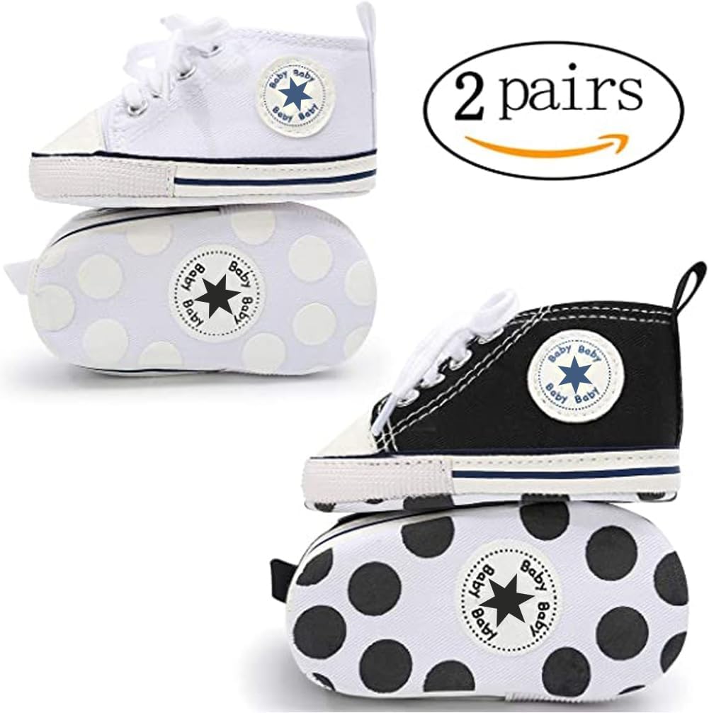 Unisex Baby Girls Boys Canvas High-top Shoes, Newborn Infant Anti-Slip Soft Sole Frist Walking
