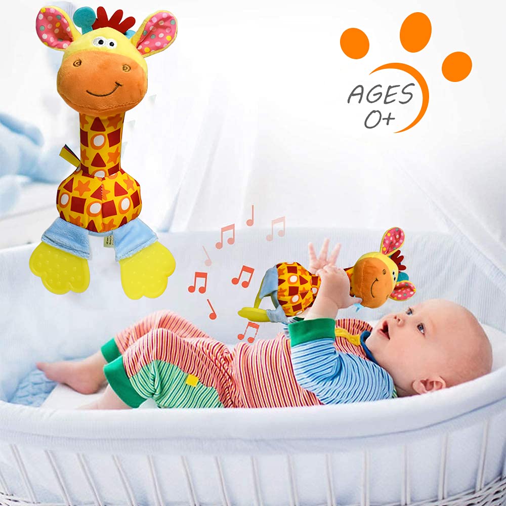 HUADADA Baby Soft Rattles Shaker, Infant Developmental Hand Grip Toys, Sensory Learning Toys with