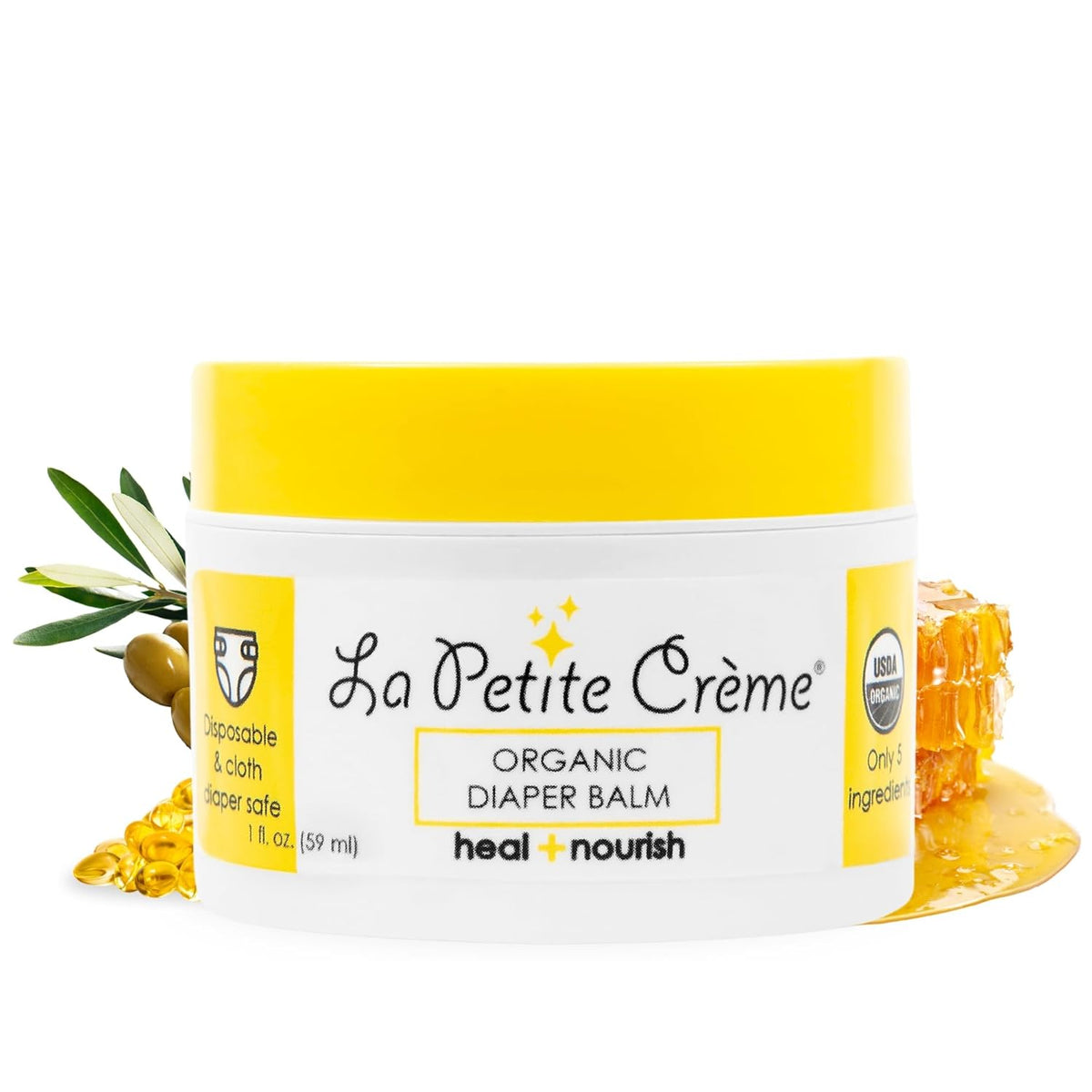 La Petite Creme French Organic Diaper Balm (1 oz) - Healing & Nourishing Diaper Cream - Gentle &
