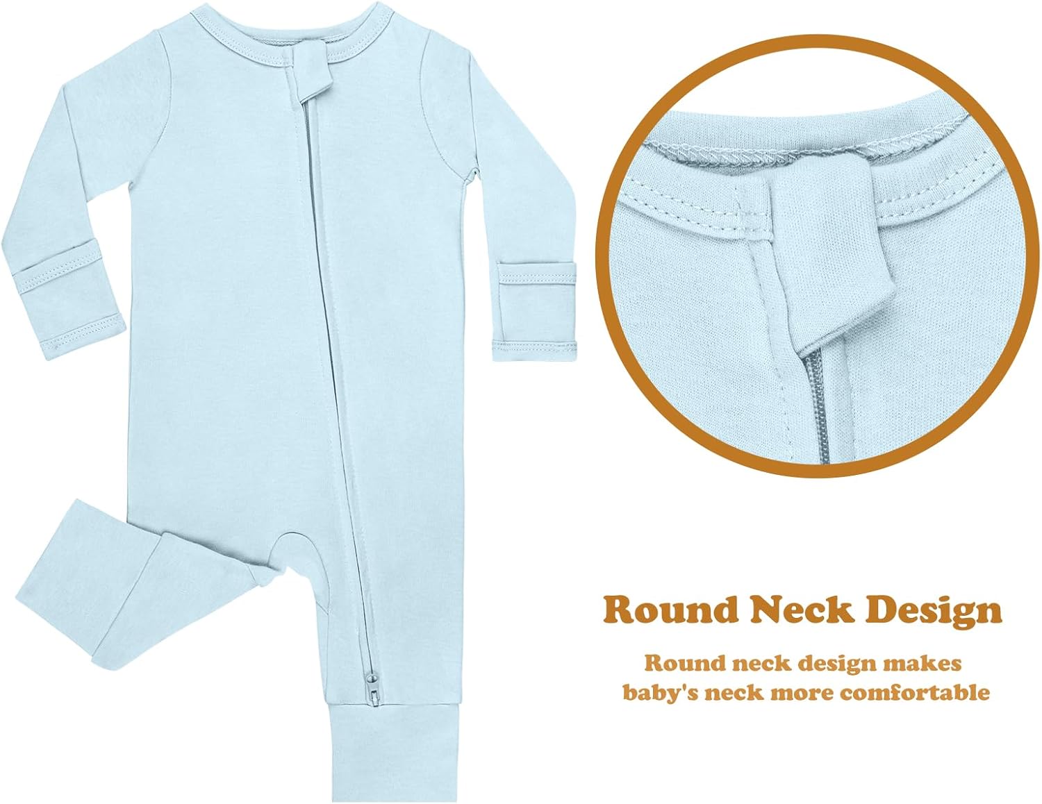GUISBY Long Sleeve Cotton Pajamas Footless Baby Bodysuits with Zipper and Mittens 3-Pack for Boys
