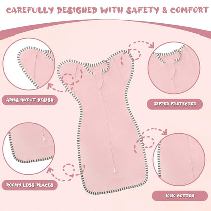 Newborn Swaddle 0-3 Months Sleep Sack Transition Swaddle 0-3 Months Arms up Swaddles with 2-Way
