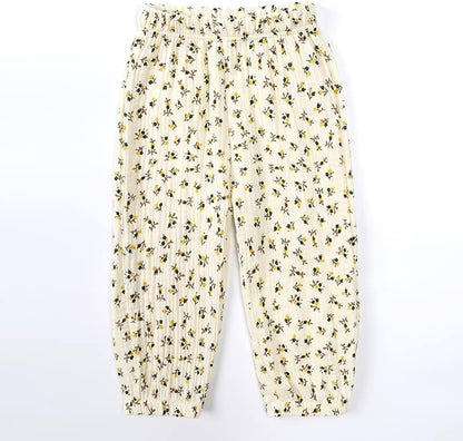 MYGBCPJS Baby Boys Girls Cotton Linen Trousers Kids Casual Ankle Pants Loose Long Bloomers