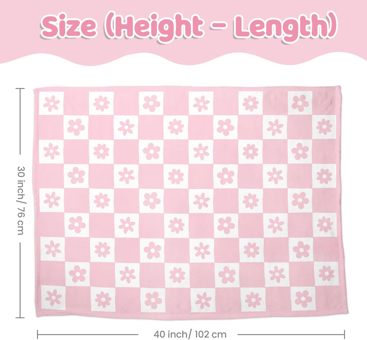 Daisy Minky Baby Blanket 30 x 40 Inches for Girls, Soft Plush Receiving Blanket with Dotted Back
