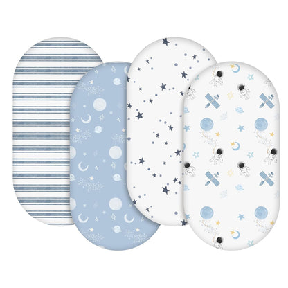 Gllquen Baby Bassinet Sheets 4 Pack, Breathable Cozy Fitted Mattress Sheet, Elastic Travel Crib
