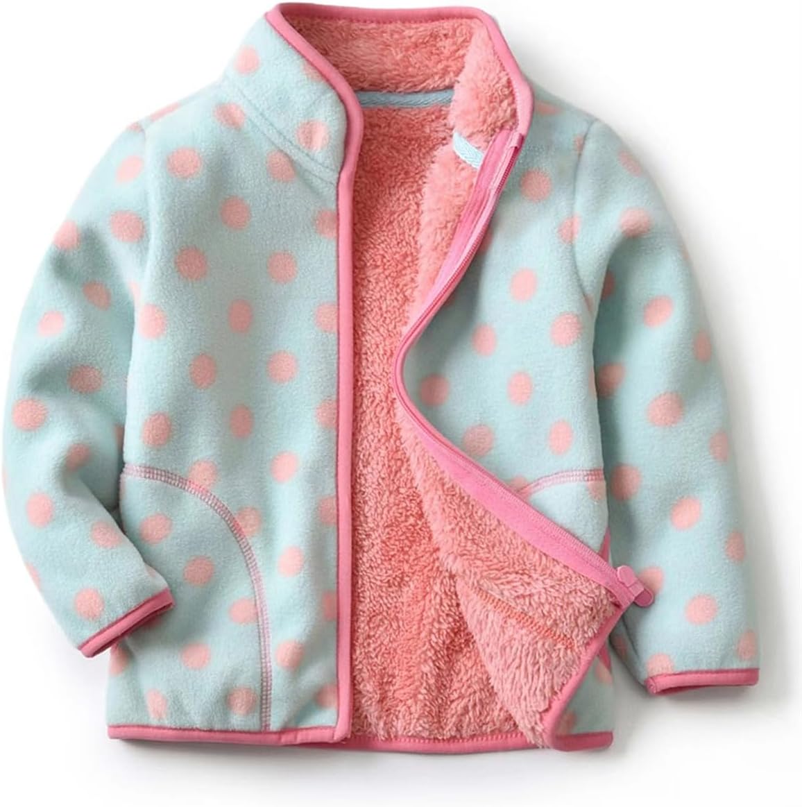 Kids Printed Polar Fleece Jacket Toddler Baby Boys Girls Autumn Winter Warm Sherpa Lining Outerwear