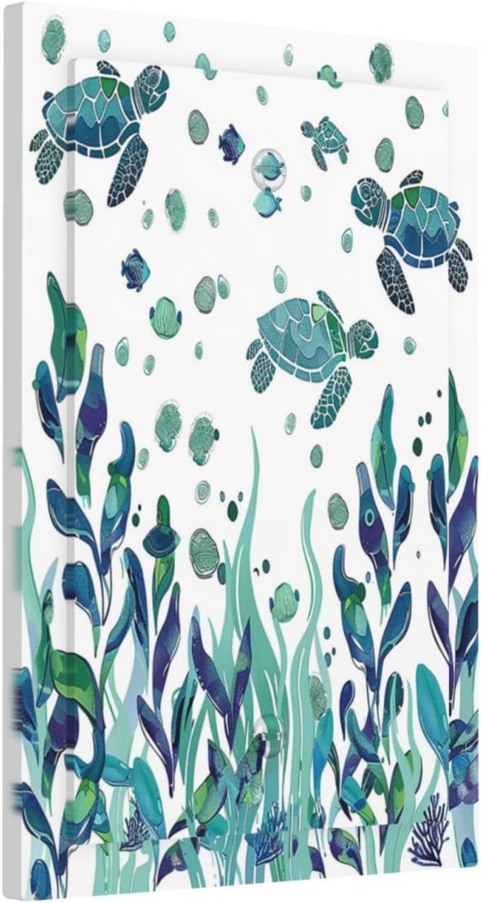 Light Switch Cover Plate Vibrant Turtle Seagrass Watercolor Painting 1 Gang No Device Blank