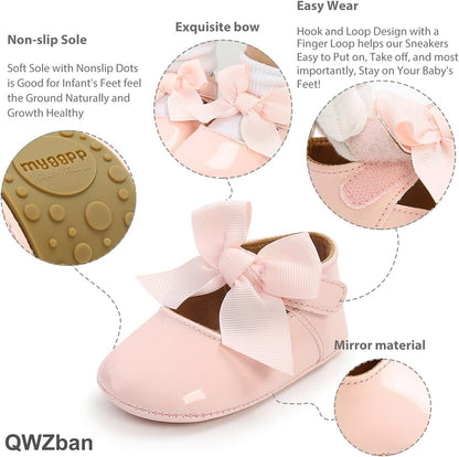 Baby Shoes Mary Jane Flats Non Slip Soft Sole Infant Toddler Sneakers First Walkers Party Christmas