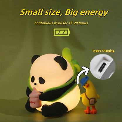 Cute Panda Night Light,LED Squishy Novelty Animal Night Lamp,Food Grade Silicone 3 Level Dimmable