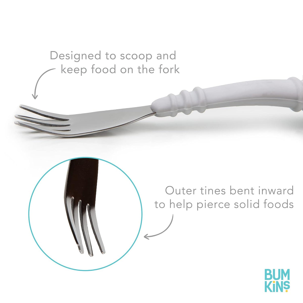 Bumkins Toddler Utensils, Kids Size Fork and Spoon Set, Silicone and Stainless-Steel Training