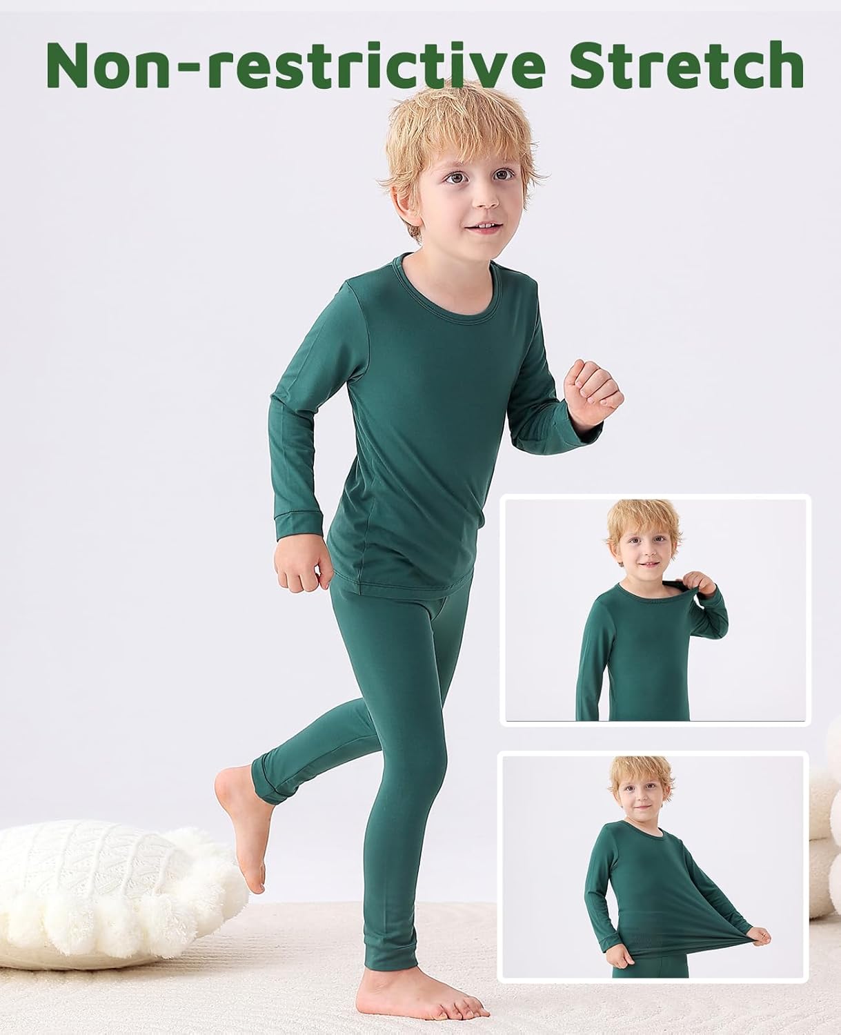 JunNeng Bamboo Viscose Pajamas for Toddler Baby, Boys Girls Solid Snug Fit Pajamas Long Sleeve