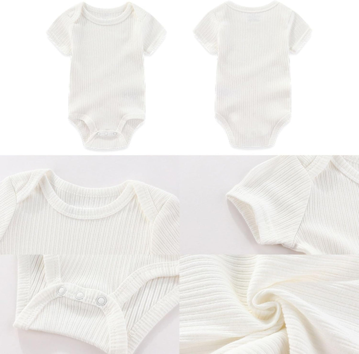 Four Seasons Baby Boy Girl Bodysuits 5-Pack Cotton Comfort Short Sleeve Baby Clothes Soft Infant