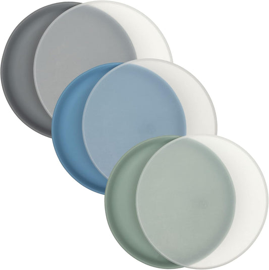 WeeSprout Baby & Toddler Non-Suction Plates with Lids, 100% Food Grade Silicone Plates, Premium