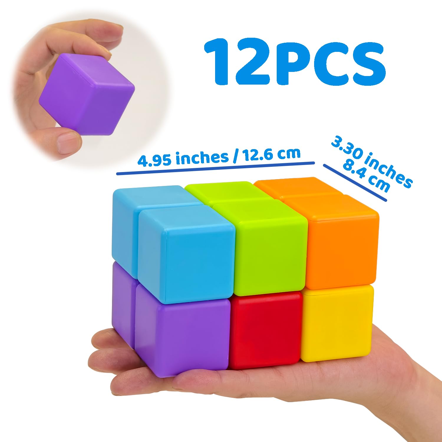 Magnetic Building Blocks Large, 1.65 inch Magnetic Stacking Cubes for Toddlers, Sensory &