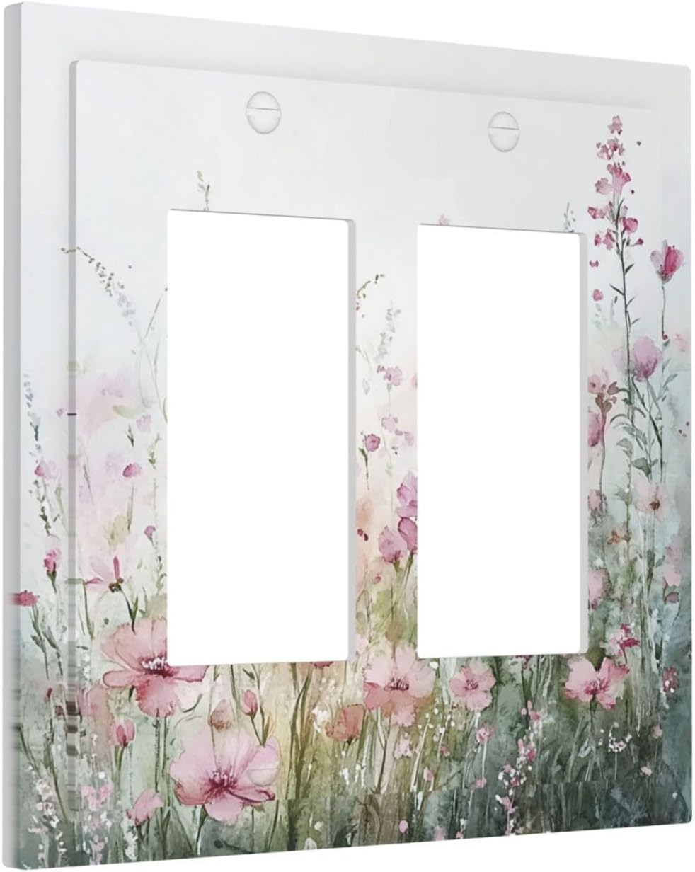 Decorative Outlet Covers Wildflower Botanical Watercolor Floral 2 Gang Double Gfci Rocker