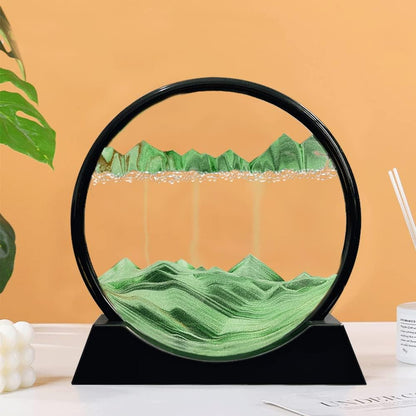 Aoderun Moving Sand Art Picture Round Glass 3D Deep Sea Sandscape in Motion Display Flowing Sand