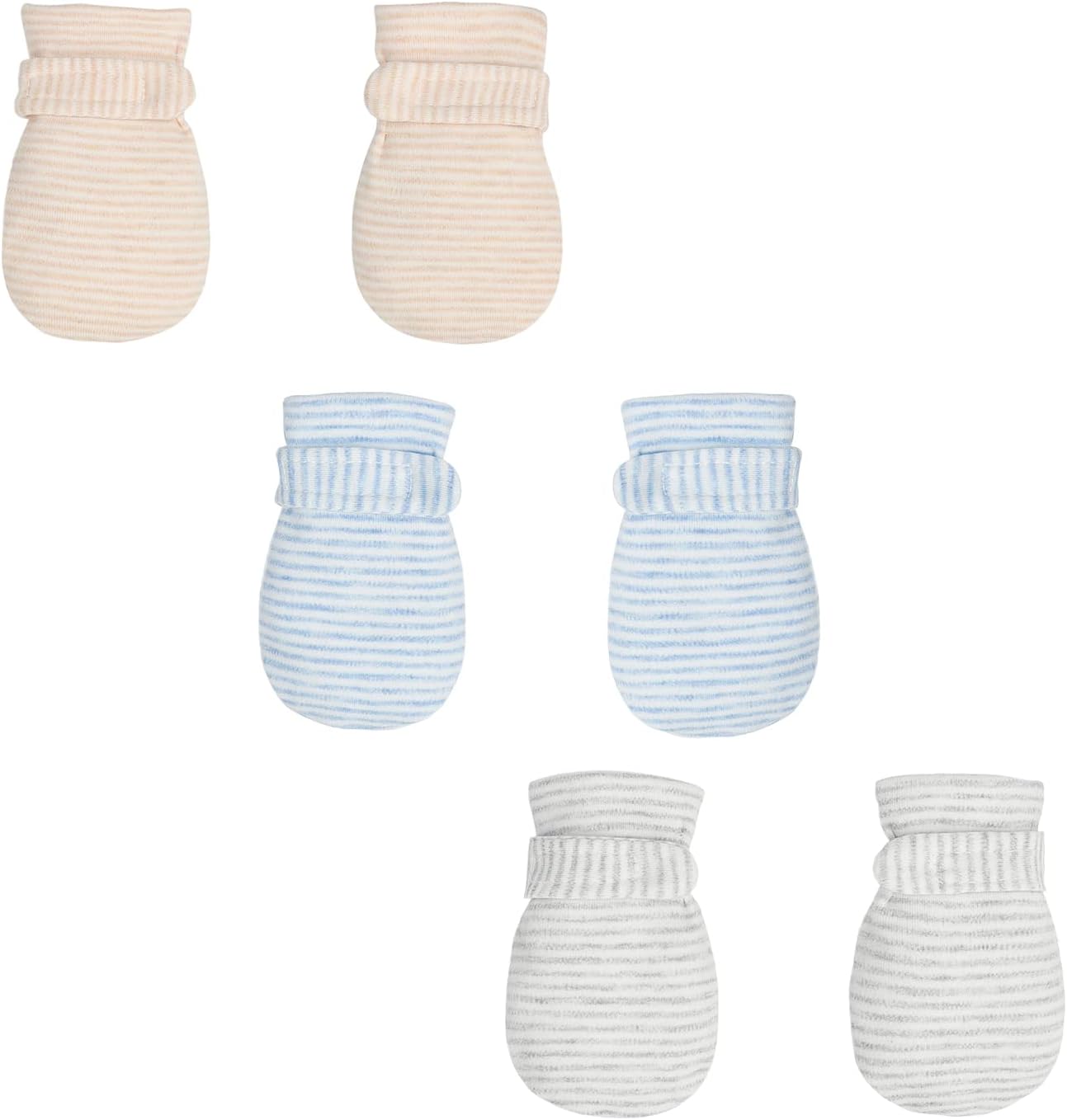 Newborn Baby No Scratch Mittens Stay On, 100% Cotton Breathable, Adjustable Infant Gloves for Baby