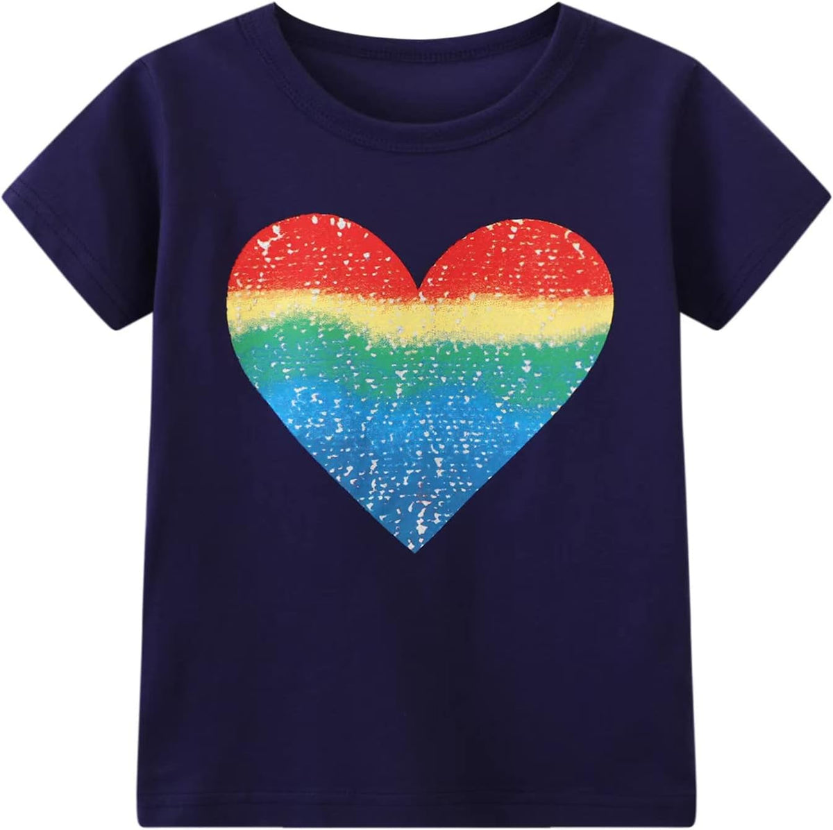 HILEELANG Girls' Tees Ruffle Short Sleeve T-Shirt Cotton Casual Graphic Summer Crewneck Tunic Tops