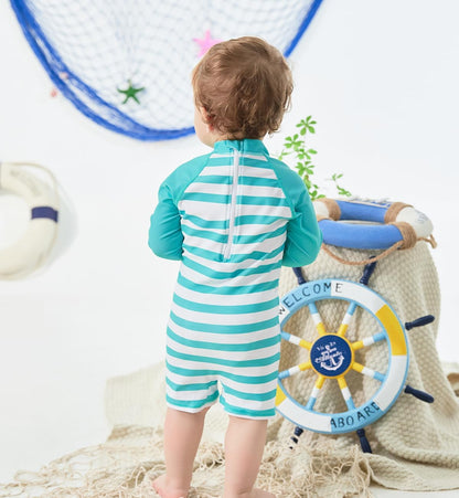 uideazone Baby Boys One Piece Swimsuit Long Sleeve UPF 50+ Rash Guard Bathing Suit Swimwear with
