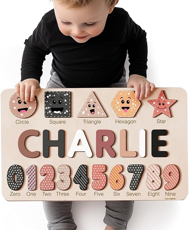 Puzzles for Toddlers Boy and Girl, Personalized Name Puzzle, 12 Month Toy, Gifts for 0 1 2 3 Years