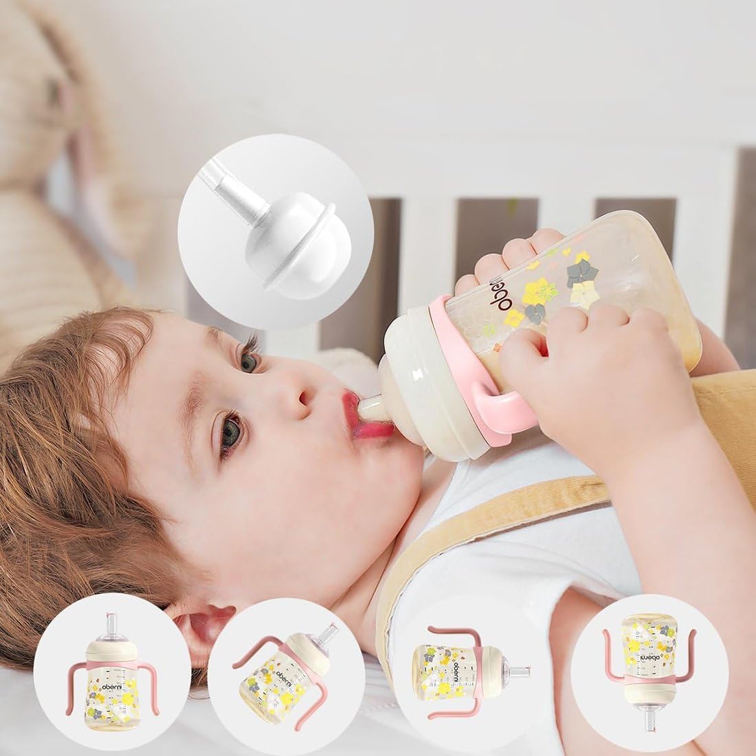 Toddler Sippy Cup, Weighted Straw Baby Drinking Water Bottle with Valved Spout for 6+ Months