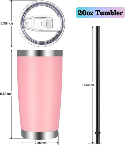 VEGOND 20oz Tumbler with Lid and Straw Stainless Steel Tumbler Cup Bulk Vacuum Insulated Double
