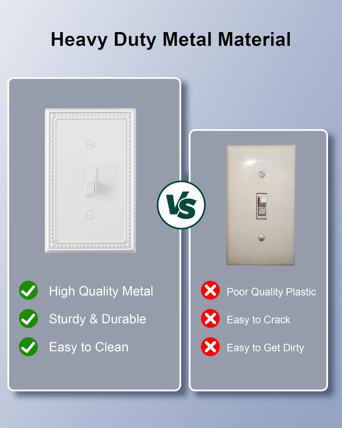 2-Pack Single Toggle Light Switch Cover Plate, Pearls Decorative Switch Plate Covers, Pure White 1