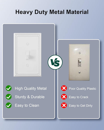 4-Pack Single Toggle Light Switch Cover Plate, Pearls Decorative Switch Plate Covers, Pure White 1