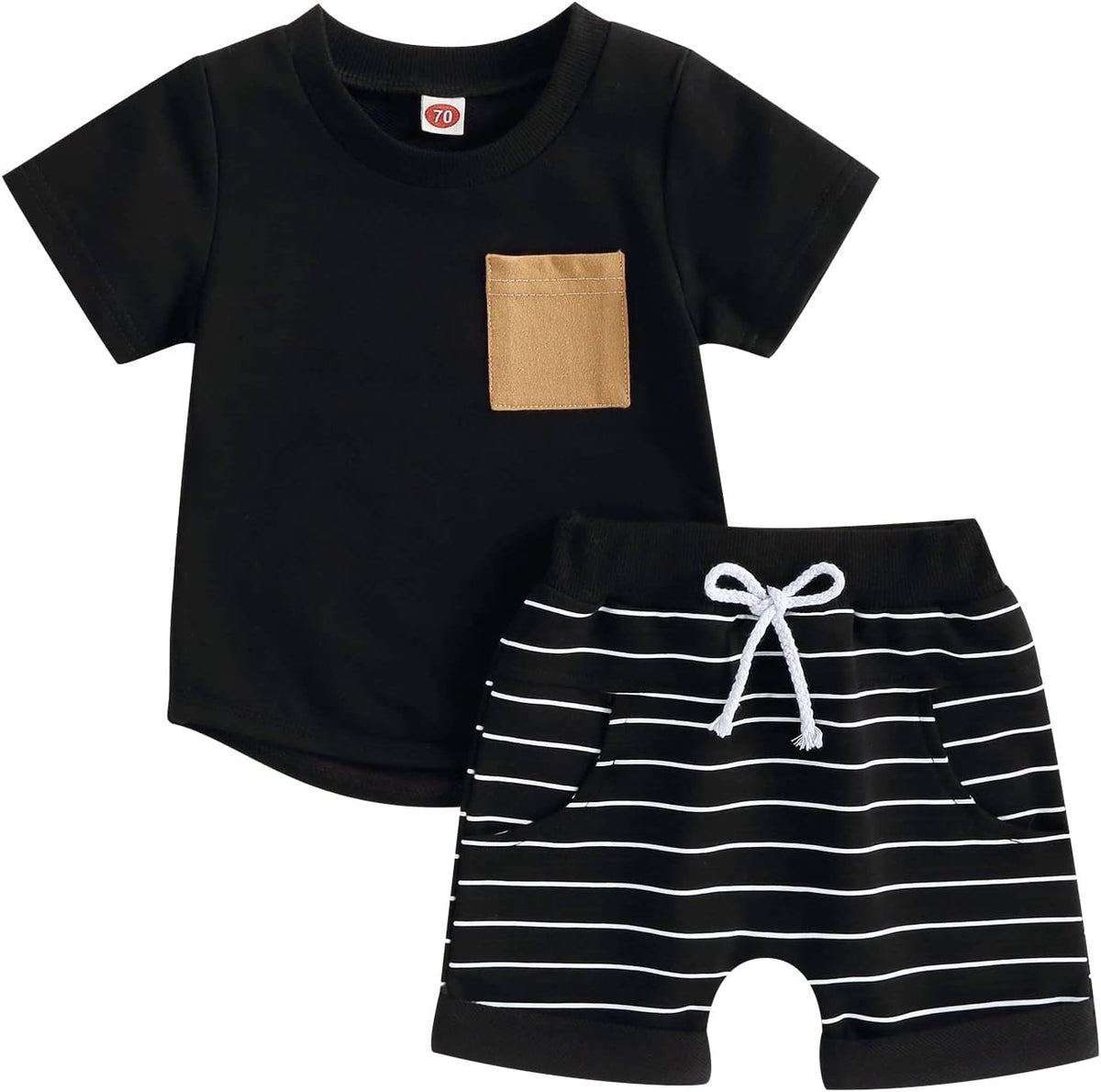 fhutpw Baby Toddler Boy Clothes Summer Outfits 6 12 18 24 Months Patchwork Short Sleeve T Shirt &