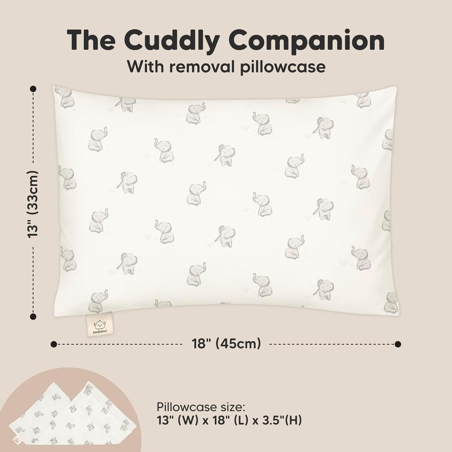 Toddler Pillow with Pillowcase - 13x18 My Little Cuddly Pillow, Viscose Derived From Bamboo Nursery